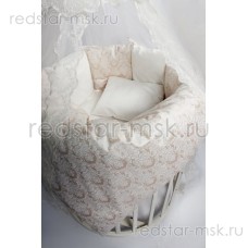Lappetti  "Эстель", сатин, универсальный комплект с подушечками для овальной (прямоугольной) кроватки арт. 6034
