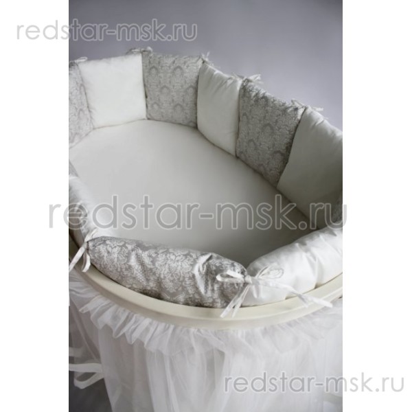 Lappetti  "Эстель", сатин, универсальный комплект с подушечками для овальной (прямоугольной) кроватки арт. 6034