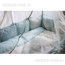 Комплект Lappetti  ""Мишкина семейка" универсальный с подушечками для овальной и прямоугольной кроватки,сатин 