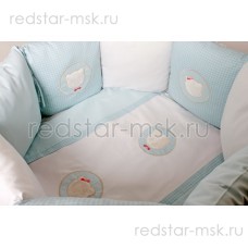 Комплект Lappetti  ""Мишкина семейка" универсальный с подушечками для овальной и прямоугольной кроватки,сатин 