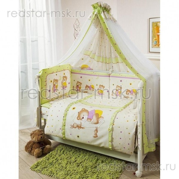 Комплект в кроватку "Ника" Perina 3 предмета, цвет - зеленый.