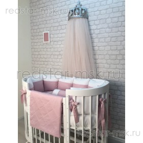 Комплект MARELE "Бело-розовая классика" для овальной кроватки