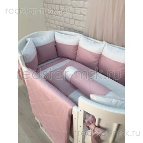 Комплект MARELE "Бело-розовая классика" для овальной кроватки