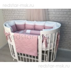 Комплект MARELE "Бело-розовая классика" для овальной кроватки