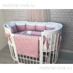 Комплект MARELE "Бело-розовая классика" для овальной кроватки