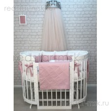 Комплект MARELE "Бело-розовая классика" для овальной кроватки