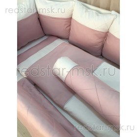Комплект MARELE "Бело-розовая классика" для овальной кроватки