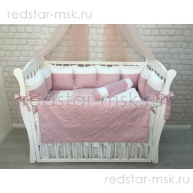 Комплект MARELE "Бело-розовая классика" для прямоугольной кроватки