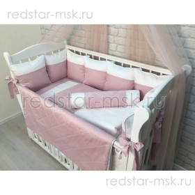 Комплект MARELE "Бело-розовая классика" для прямоугольной кроватки