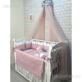 Комплект MARELE "Бело-розовая классика" для прямоугольной кроватки
