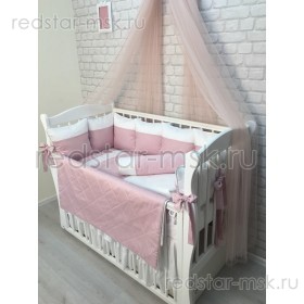Комплект MARELE "Бело-розовая классика" для прямоугольной кроватки