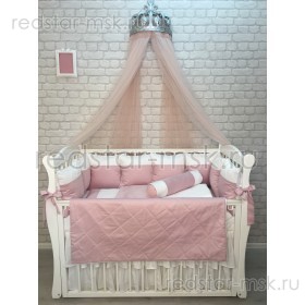 Комплект MARELE "Бело-розовая классика" для прямоугольной кроватки