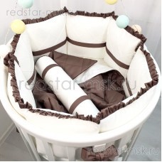 MARELE Комплект  для овальной кроватки, коллекция "Классика", цвет шоколад.