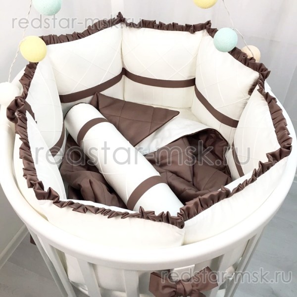 MARELE Комплект  для овальной кроватки, коллекция "Классика", цвет шоколад.
